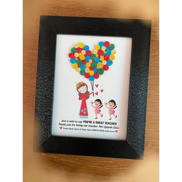Tranh Giấy Xoắn Handmade Quà Tặng Thầy Cô để bàn treo tường