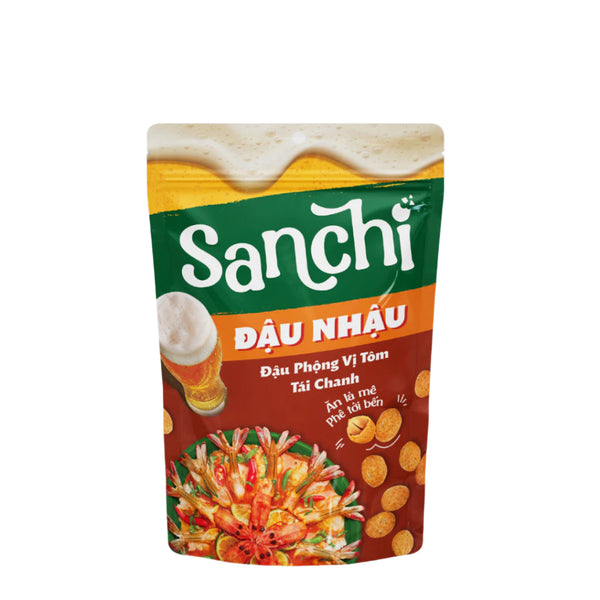 Combo 2 gói Đậu Phộng Vị Tôm Tái Chanh Sanchi 55g - Snack Ăn Vặt Đậu Phộng Hương Vị Thật, Đậm Đà, Giòn Tan