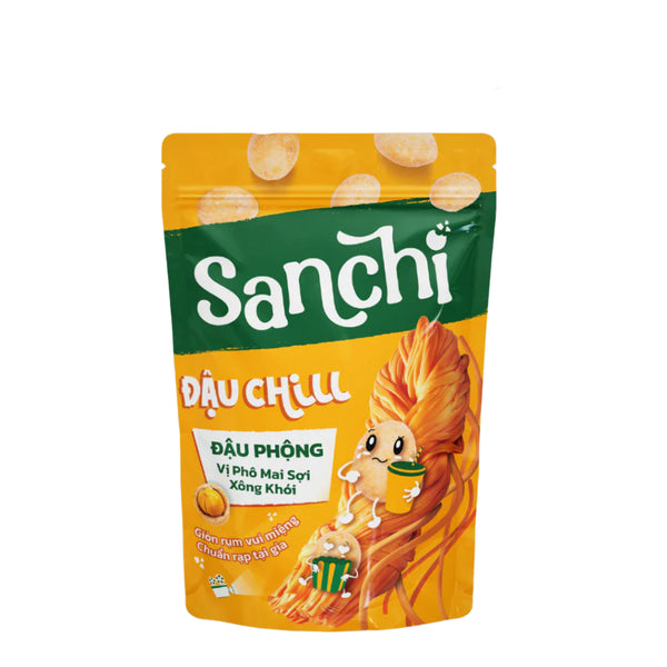 Combo 2 gói Đậu Phộng Vị Phô Mai Sợi Xông Khói Sanchi Đậu Chill 55g - Snack Ăn Vặt Đậu Phộng Hương Vị Thật, Đậm Đà, Giòn Tan