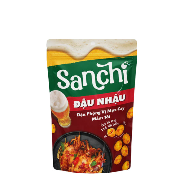 Combo 3 gói Đậu Phộng Vị Mực Cay Mắm Tỏi Sanchi 55g - Snack Ăn Vặt Đậu Phộng Hương Vị Thật, Đậm Đà, Giòn Tan