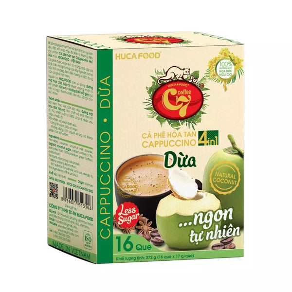 Cà Phê Dừa Hòa Tan Cappuccino 4in1 (Less Sugar) - Con Chồn Vàng C7