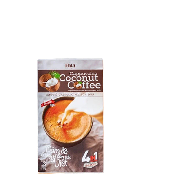 Cà phê hòa tan Cappuccino Hạt A Cafe 4in1 vị sữa dừa tự nhiên 216gr/12 gói