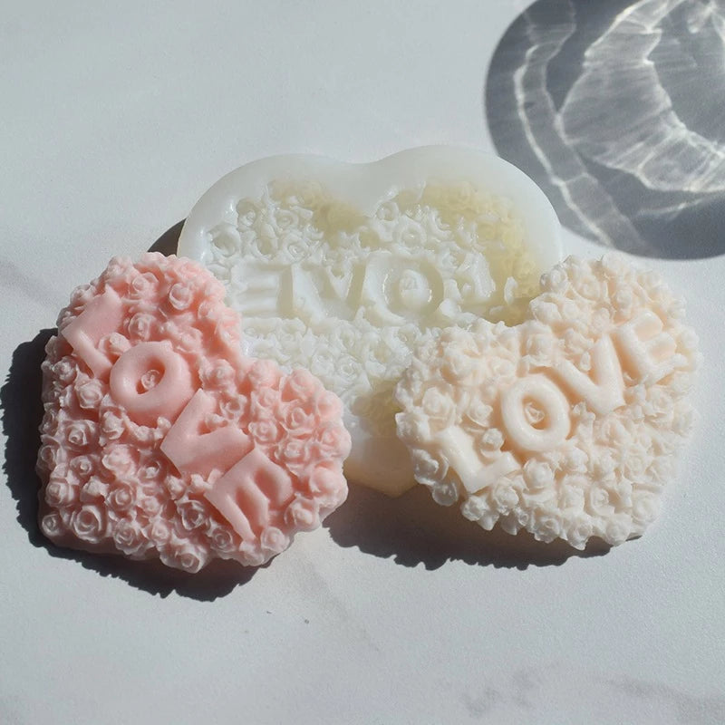 Khuôn Silicon Làm Đá / chocolate Hình Hoa Hồng / Trái Tim