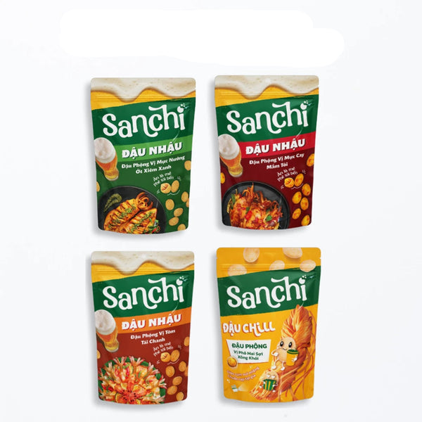 Snack Đậu Phộng Sanchi Vị Mực Cay, Tôm Tái Chanh, Mực Nướng & Phô Mai - Độc Đáo, Mới Lạ, Đậm Vị & Giòn Tan