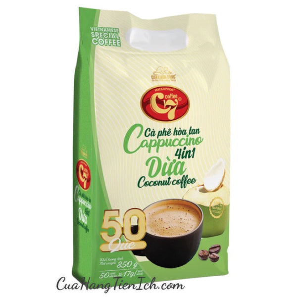 Cà Phê Hòa Tan Hương Vị Dừa Cappuccino 4in1 Con Chồn Vàng C7 - Túi 50 gói x 17Gr