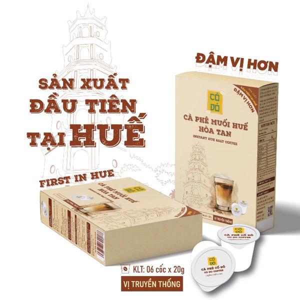 Hộp Cà Phê Muối Huế Hòa Tan Cố Đô [MẪU MỚI ĐẬM VỊ HƠN] - sản xuất tại Huế, đặc sản Huế