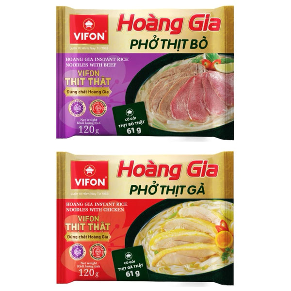 PHỞ BÒ/ PHỞ GÀ HOÀNG GIA VIFON GÓI 120G CÓ GÓI THỊT THẬT