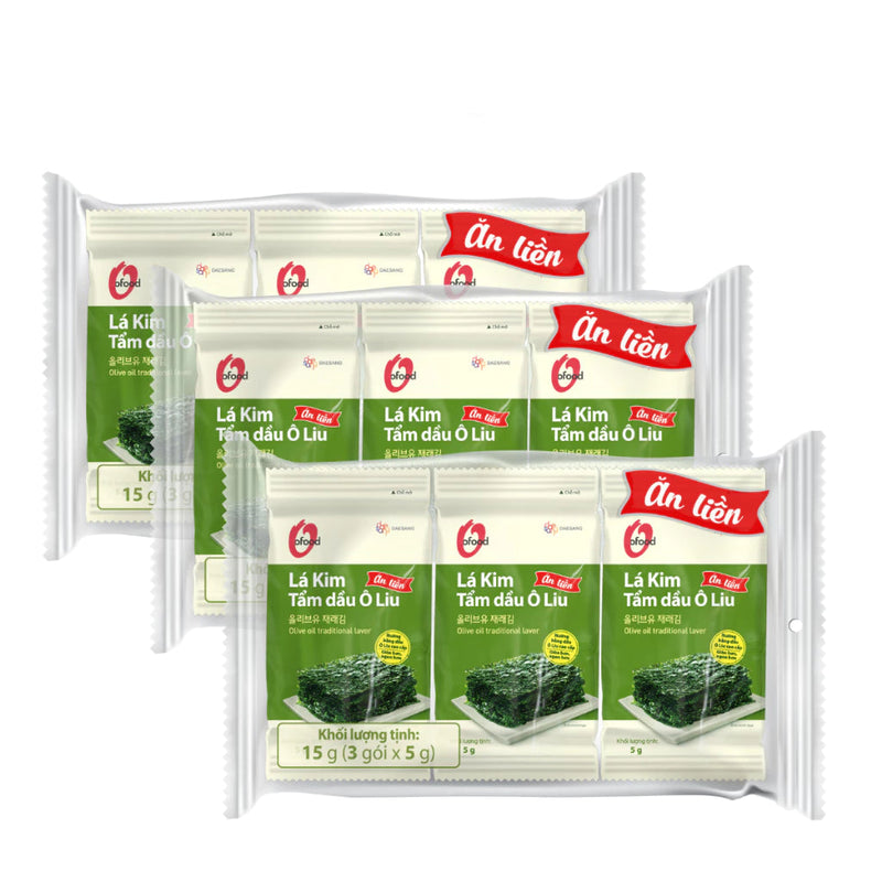 Combo 3 gói Lá kim tẩm dầu oliu O'Food ( lốc 3 gói 5 gram)