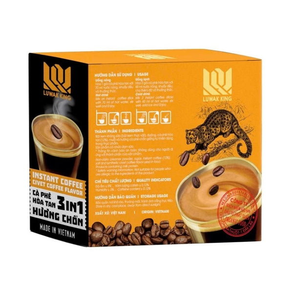 Cà Phê Hòa Tan 3 trong 1 Luwak King Hương Chồn