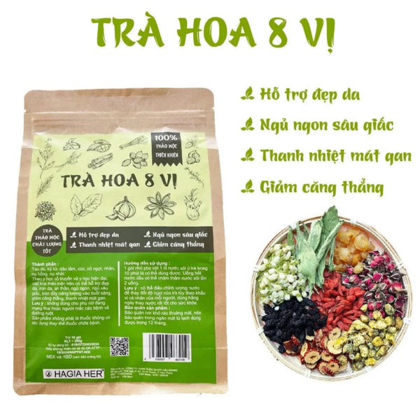 Trà Hoa 8 Vị - Set 10 Gói 300 Gram - Đẹp Da Ngủ Ngon
