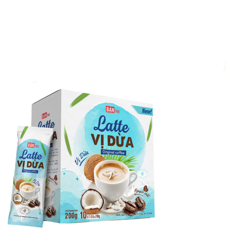 Cà Phê Hoà Tan Sữa Dừa Bản F&B Coconut Latte Coffee Thơm Ngon Đậm Vị - Bản F&B Hộp 200g (10 gói * 20g)