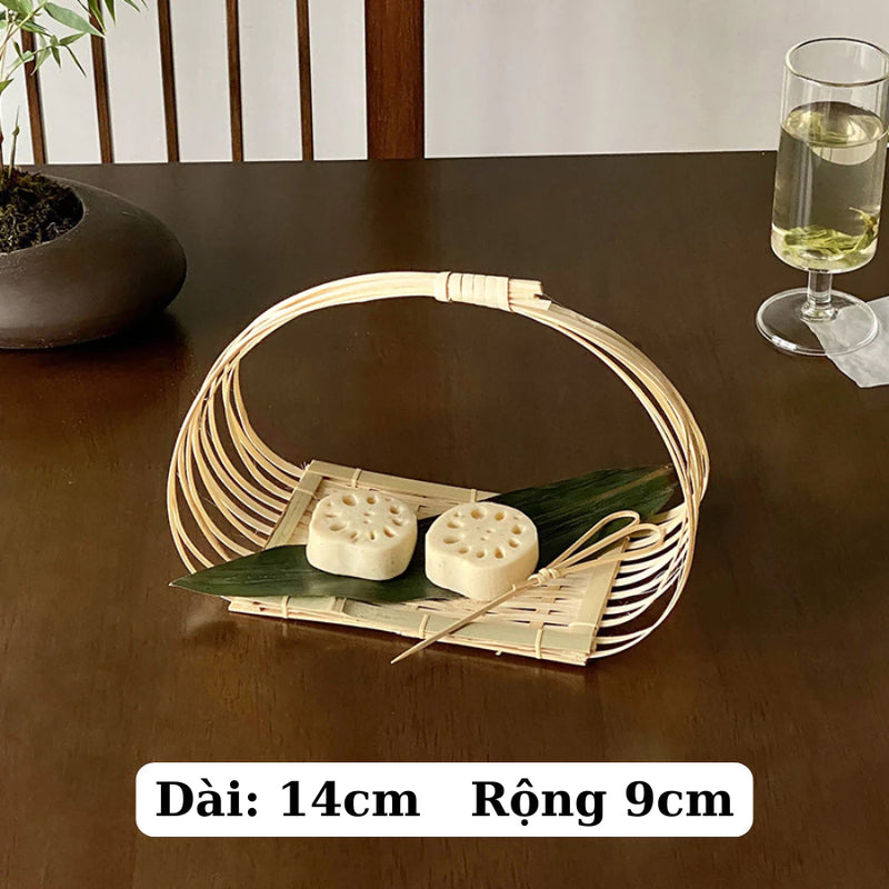 Đĩa tre đựng đồ cách tân, thuyền tre phong cách Nhật Bản