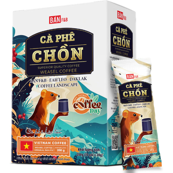 Cà Phê Chồn Hòa Tan Bản F&B Hương Vị Sang Trọng, Lôi Cuốn Tạo Nên Trải Nghiệm Vị Giác Có 1 Không 2 - 200gr (12 Tép)