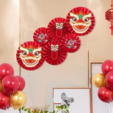 Set 6 Quạt Giấy Tròn Đầu Lân Decor Trang Trí Lễ Tết