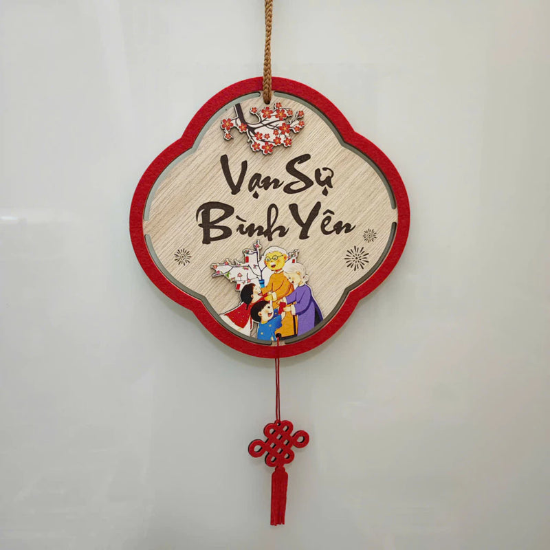 Bảng Gỗ Viền Nhung Decor Trang Trí Tết Nguyên Đán
