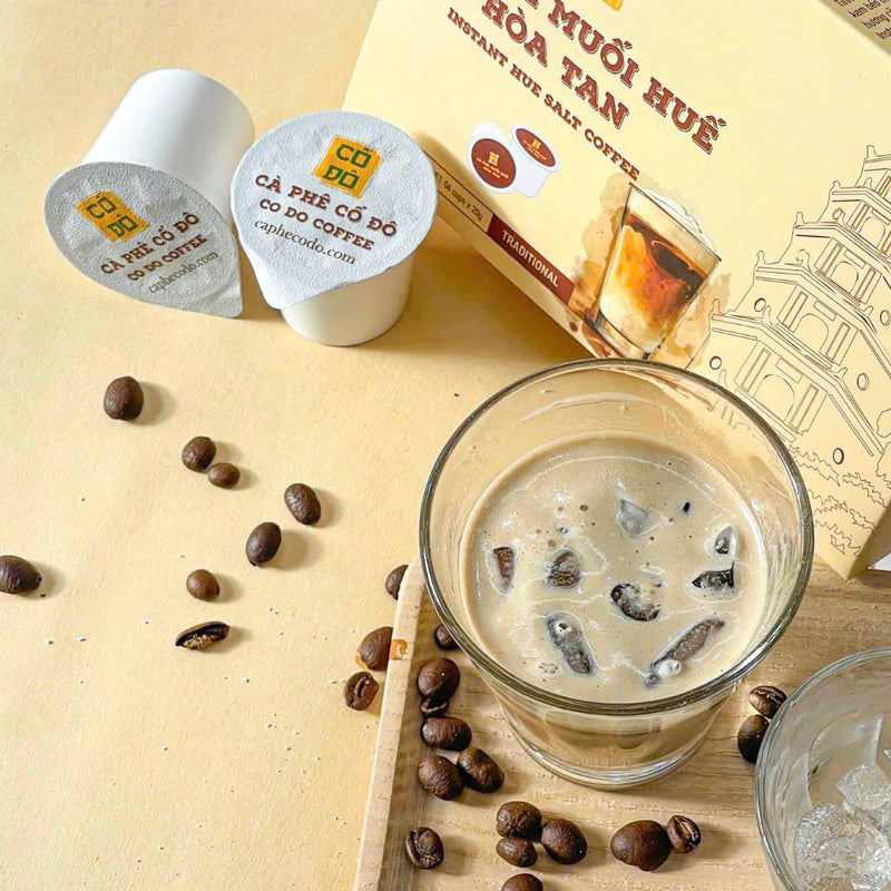 Hộp Cà Phê Muối Huế Hòa Tan Cố Đô [MẪU MỚI ĐẬM VỊ HƠN] - sản xuất tại Huế, đặc sản Huế
