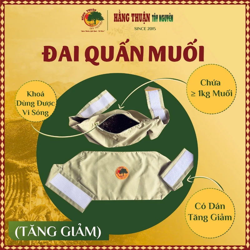 Túi Đựng Muối Thảo Dược Quấn Bụng Chườm Nóng Sau Sinh (Có dán tăng giảm và khóa cao su chịu nhiệt)