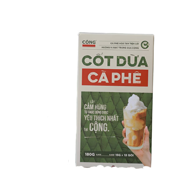 Cốt dừa cà phê hoà tan Cộng Cà Phê [Hộp 12 gói x 15gr]