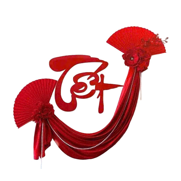 Set Chữ Tết Vải Nhung Đỏ Kèm Hoa Trang Trí (Nguyên Liệu)