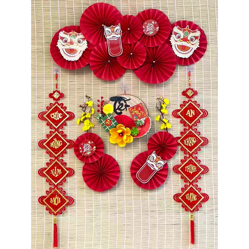 Set Trang Trí Tết (KHÔNG KÈM MÀNH TRE NỀN)