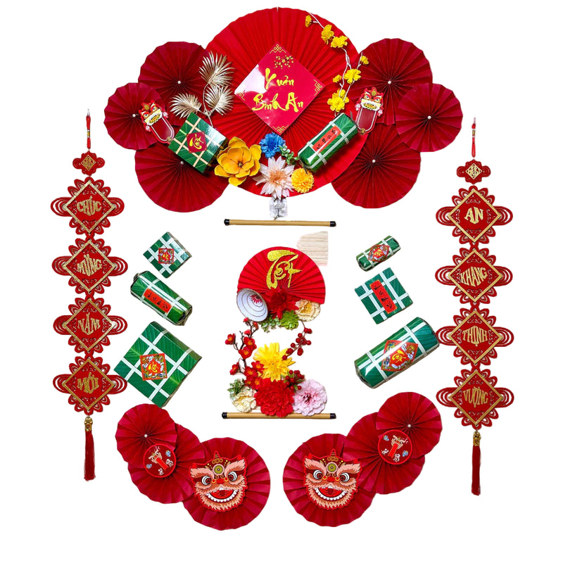 Set Trang Trí Tết (KHÔNG KÈM MÀNH TRE NỀN)