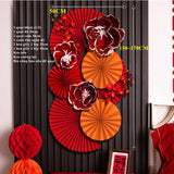 Set Vật Liệu Quạt Kèm Hoa Giấy Trang Trí Decor Tết