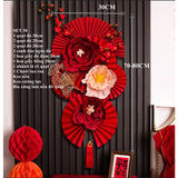 Set Vật Liệu Quạt Kèm Hoa Giấy Trang Trí Decor Tết
