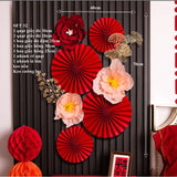 Set Vật Liệu Quạt Kèm Hoa Giấy Trang Trí Decor Tết