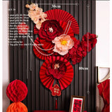 Set Vật Liệu Quạt Kèm Hoa Giấy Trang Trí Decor Tết