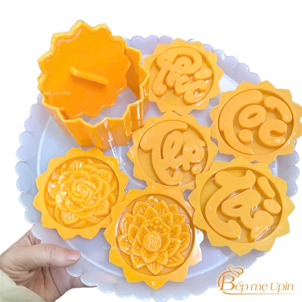 Set khuôn nhấn xôi 7 mặt khuôn hoa sen phúc lộc thọ tài sen hồng vĩnh trường 10cm
