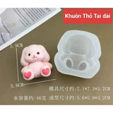 Khuôn Silicon Thỏ Tai Dài / Thỏ Tai Dài Trái Tim
