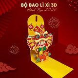Bao Lì Xì Popup 3D Cao Cấp Tết Bính Ngọ 2026 (6 cái)