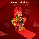 Bao Lì Xì Popup 3D Cao Cấp Tết Bính Ngọ 2026 (6 cái)