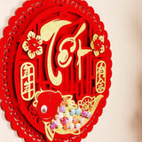 Khánh Đỏ Tròn Treo Tường Trang Trí Tết 2026