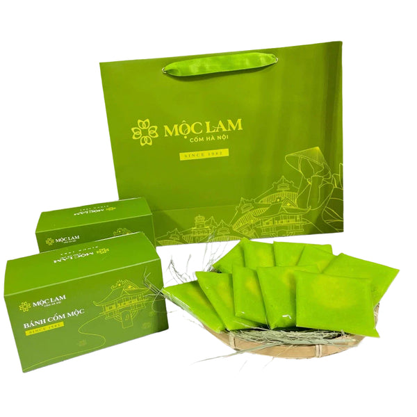 Bánh Cốm Truyền Thống - Mộc Lam Ít Ngọt Dễ Ăn (Hộp 10 chiếc + Tăng kèm túi quà + Thư ngỏ)