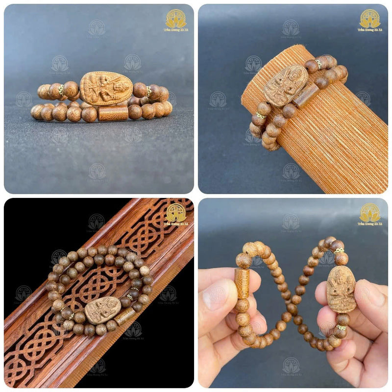 Vòng tay đôi mặt phật bản mệnh trầm hương