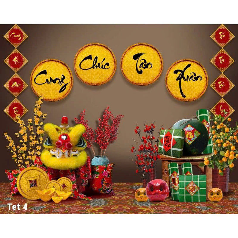 Tranh vải tết Ất Tỵ 2025 Decor trang trí tết nguyên đán
