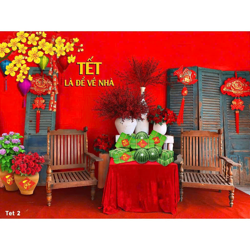 Tranh vải tết Ất Tỵ 2025 Decor trang trí tết nguyên đán