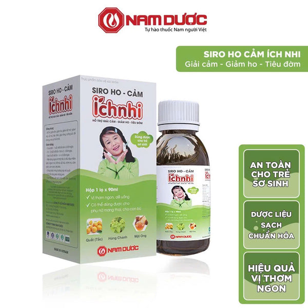 Siro ho cảm Ích Nhi chai 90ml, hỗ trợ giải giảm, hỗ trợ giảm ho, sổ mũi, hỗ trợ tiêu đờm