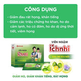 Viên ngậm Ích Nhi hộp 30 viên ngậm hỗ trợ giảm ho, đau họng, khàn tiếng cho trẻ em, phụ nữ có thai, cho con bú